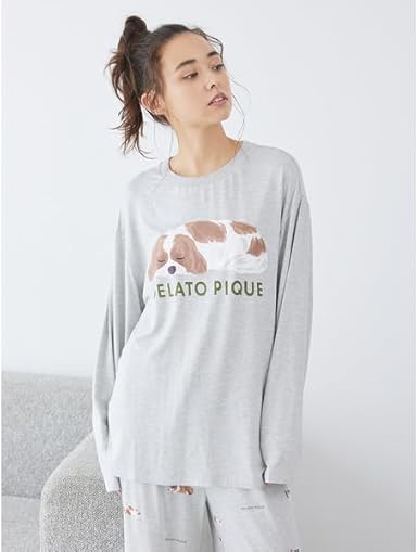 新品 タグ付 sleeping dogワンポイントロンT 上下セット Amazon | [ジェラート ピケ] SLEEPING DOGワンポイントロンT